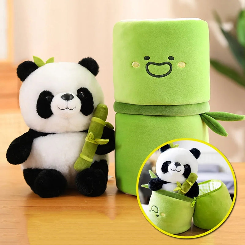 2 em 1 Ursinho panda de Pelúcia + Bolsa