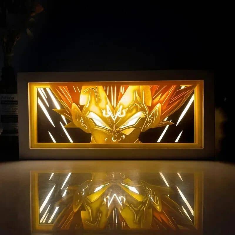 Caixa de Luz 3D com 16 cores RGB AnimeBox® Caixa de luz anime Mil e Dois Descontos Vegeta 