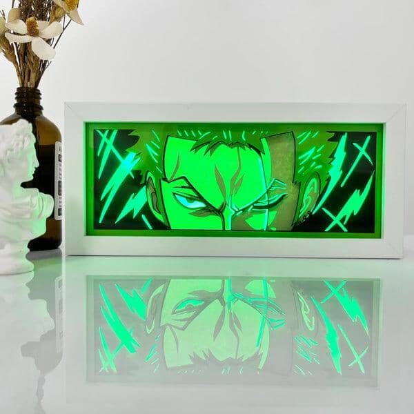 Caixa de Luz 3D com 16 cores RGB AnimeBox® Caixa de luz anime Mil e Dois Descontos Zoro 