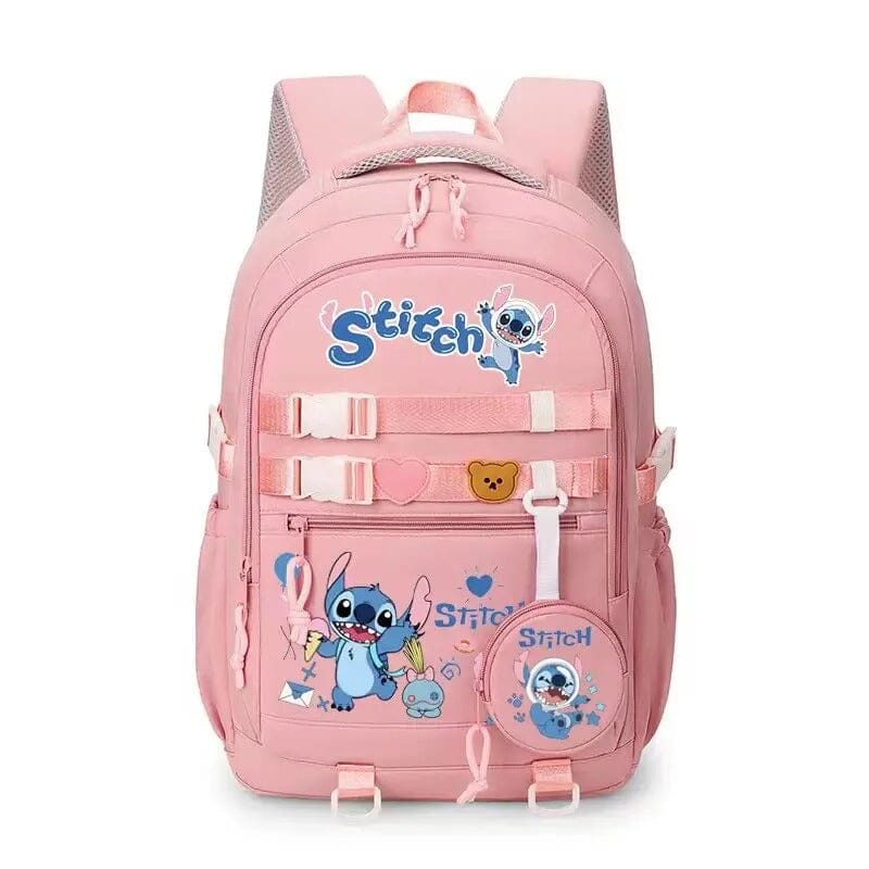 Mochila Escolar Stitch Infantil Impermeável ORIGINAL mochila stitch Mil e Dois Descontos Rosa 