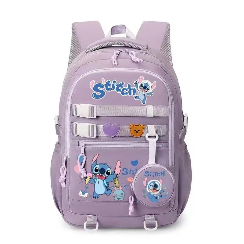 Mochila Escolar Stitch Infantil Impermeável ORIGINAL mochila stitch Mil e Dois Descontos Roxo 