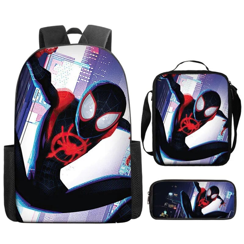 Mochila Infantil Homem-Aranha + Estojo + Lancheira (Miles Morales) ORIGINAL mochila homem aranha mile moralis Mil e Dois Descontos 4 