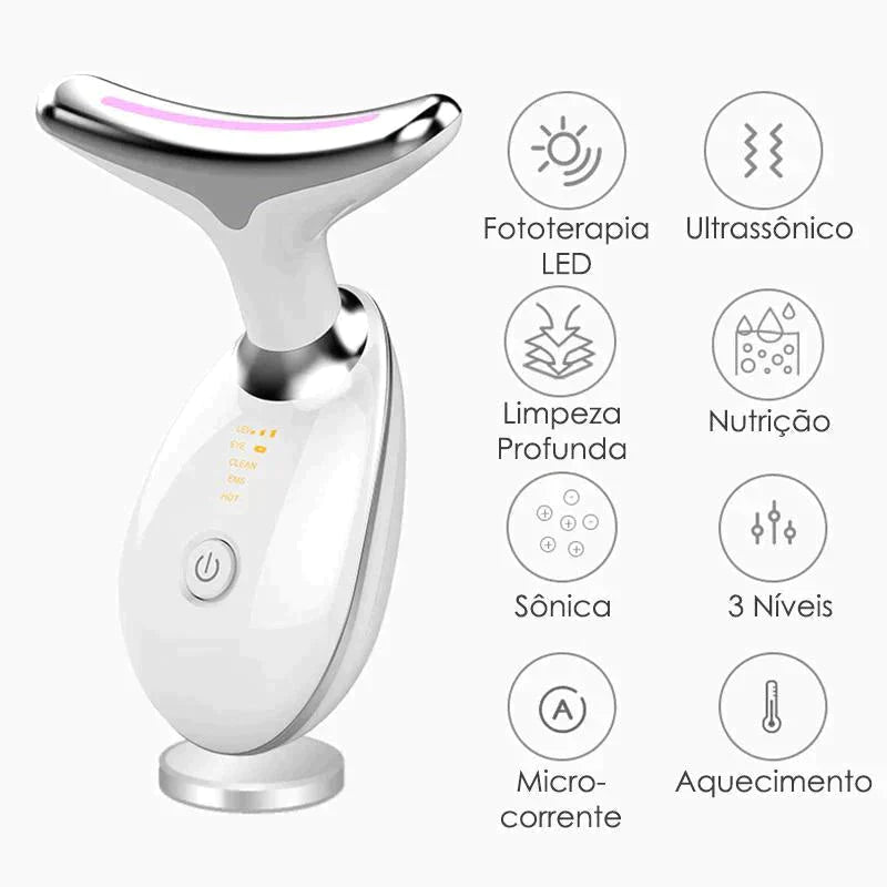 Massageador Facial com Led Terapia SkinGlow™ 3 em 1 (ÚLTIMAS UNIDADES)